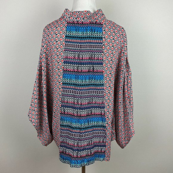 Umgee Cardigan Kimono Womens S M Printed Multicolor‎ 3/4 Sleeve High Low Button - Picture 6 of 11